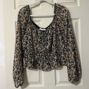 Lush Cropped Square Neck Floral with Tie